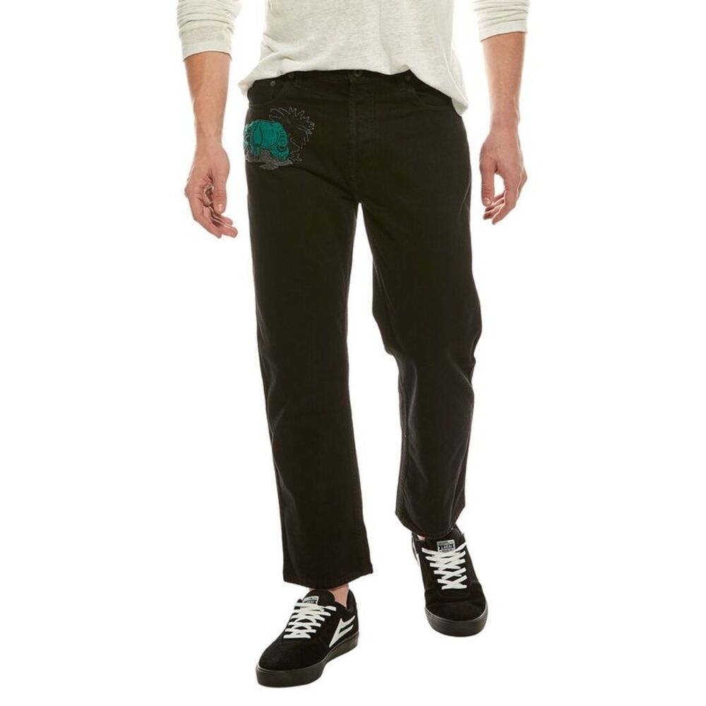 Valentino Mens  Straight Denim Pant, Black